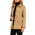 thumbnail image 4 of INSPIRE CHIC Women's Peter Pan Collar Single Breasted Overcoat Coat XS Khaki, 4 of 8