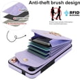 thumbnail image 3 of Phone Case for Samsung Galaxy S24 Plus S24+ 5G Wallet Cover with Tempered Glass Screen Protector and Wrist Strap Ring RFID Blocking Card Holder Leather Cell S24plus 24S + S 24 24+ Women Purple, 3 of 12