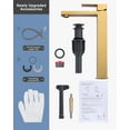 thumbnail image 6 of Wowow Vessel Sink Faucet Gold, Single Handle Tall Bathroom Faucet, Single Hole Lavatory Vanity Mixer Bar Tap with Pop Up Drain and Faucet Supply Lines, 6 of 6