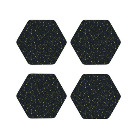

Tideii Constellation for Leather Coasters 4 Pieces Anti-fouling and Anti-scalding Decorative Coasters Suitable for Restaurants Kitchens Coffee Shops-Hexagon
