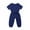 Blue, variant on Franhais Infant Baby One Piece Romper Solid Color Short Sleeve Elastic Waist Long Pants Jumpsuit