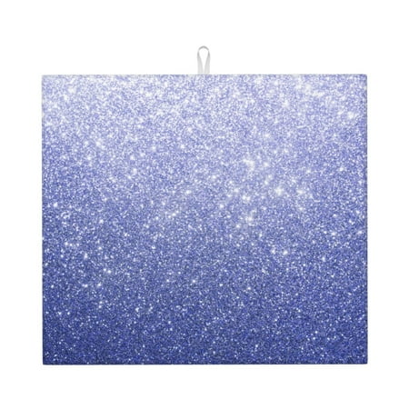 

Lukts Glittering Blue Purple Print Ultra Water Dish Drying Mat Slip Resistant Pad for Sink Dishes or Under Rack Kitchen Counter Accessories