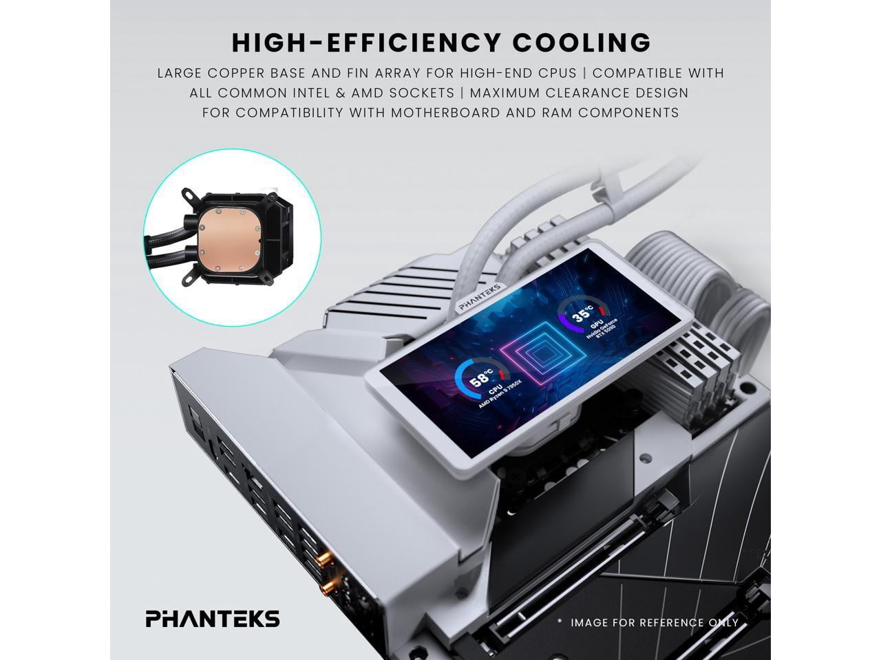 Phanteks PHGO360M25G2LCD Glacier One 360M25 LCD 360mm Liquid CPU Cooler White