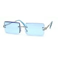 thumbnail image 2 of 90s Classic OG Rapper Rimless Pop Color Lens Sunglasses Gold Blue, 2 of 4