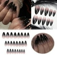 thumbnail image 1 of Nails - European And Halloween Black French Gradient Short Almond 1ml for Stunning Manicure, 1 of 7