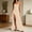 Beige, variant on Women's Elegant Square Neck Evening Gown Sleeveless Bodycon Maxi Dress with Thigh High Slit Backless Formal Party Prom Dress Black L
