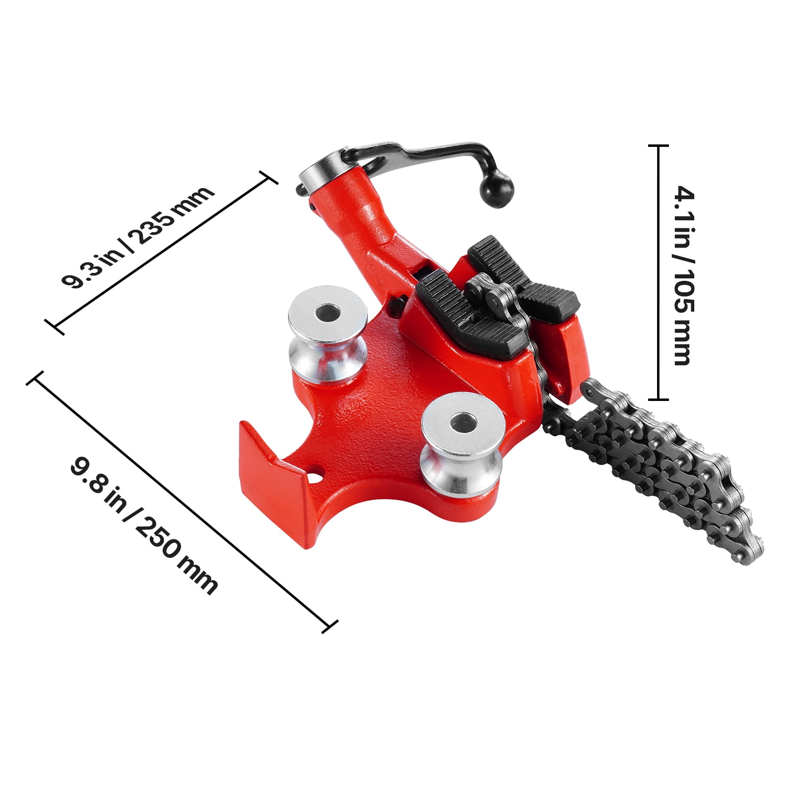 KFFKFF Chain Vise for Workbench and Hitch Mount Plate Carrier, Pipe Clamping Range from 1/8 to 5 inches, Robust Chain Pipe Clamp and Variable Height Hitch Carrier Suitable for 2" x 2" Receiver