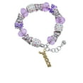 thumbnail image 2 of Delight Jewelry Goldtone Crystal Script ''Peace'' Purple Butterfly Bead Charm Bracelet, 7"+1" Extender, 2 of 5
