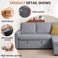 thumbnail image 4 of Soscana Sectional Sofa with Reversible Storage Chaise,Sleeper Sofa Couch Pull Out Bed 2 in 1,3 Seat L Shaped Sectionals with Side Pockets for Living Room Apartment Office Studio,Light Gray, 4 of 7