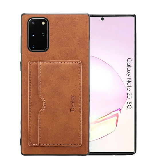Galaxy Note 20 Wallet Case, Allytech PU Leather Slim Shell Back Cover Credit Cards Holder Kickstand Anti-scratch Shockproof Anti-slip Wallet Case Cover for Samsung Galaxy Note 20, Brown