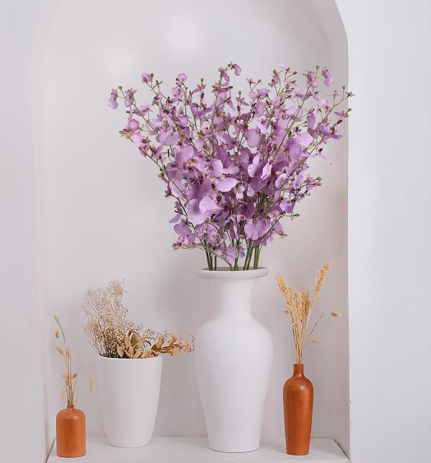 Artificial Orchids Silk Flowers,10 PCS (Each 37'') White Orchids Artificial Flowers Fake Orchid Long Stem Artificial Flowers Fake Silk Flowers for Indoor Outdoor Wedding Home Office Decoration(White)
