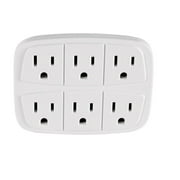 Hyper Tough 6 Outlet Grounded White Wall Tap