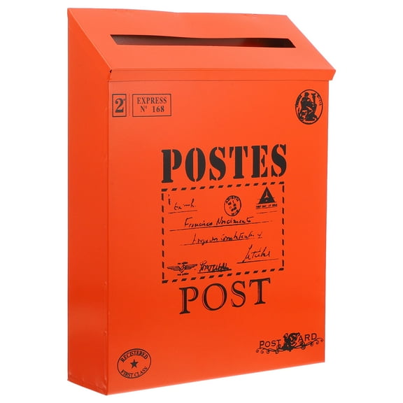 DRAFIDEEP 1Pack Orange Rectangular Vintage Mailbox for Wall Mountable Home Decor 11.4X8.7X2.4In
