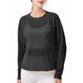 thumbnail image 1 of Blusa de Entrenamiento Holgada de Larga con Transparente para Mujer, Cuello Redondo y Mangas Largas Negro M, 1 of 9