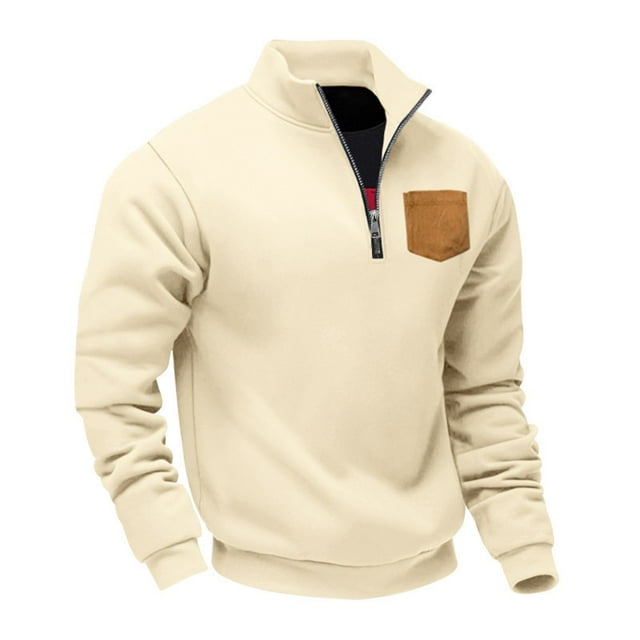 pstuiky camisas de manga larga para hombre, Sudadera con capucha informal de manga larga con cuello alto y media cremallera para hombre, color sólido, transpirable camisetas de hombre xxl
