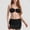 Black, variant on Women's 3-Piece Bikini Set with Ring Front Bandeau Top High Waist Bottom and Matching Cover-Up Skirt - Medium, Fuchsia