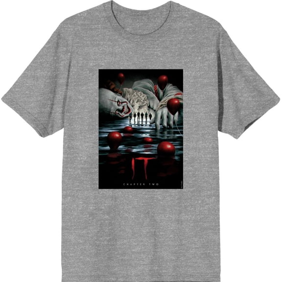 It Chapter 2 Pennywise Beckons Fan Poster Men's Heather Gray Crew Neck Short Sleeve Tee-Medium
