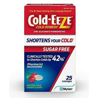 COLD-EEZE Sugar Free Wild Cherry Cold Remedy Lozenges, Natural Sugar Free Wild Cherry 25 Count