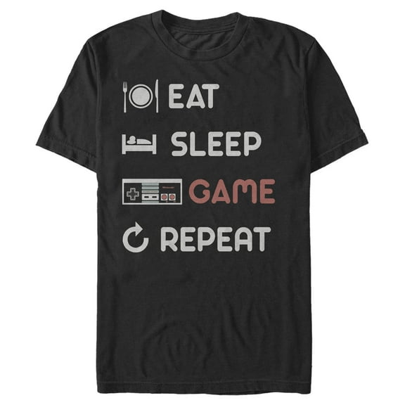 Men's Nintendo Eat Sleep NES Game Repeat  Graphic Tee Black 4X Big Tall