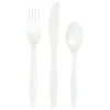 Creative Converting Premium Plastic Cutlery (Fork, Spoon, Knife) Assortment, White Color, Package Of