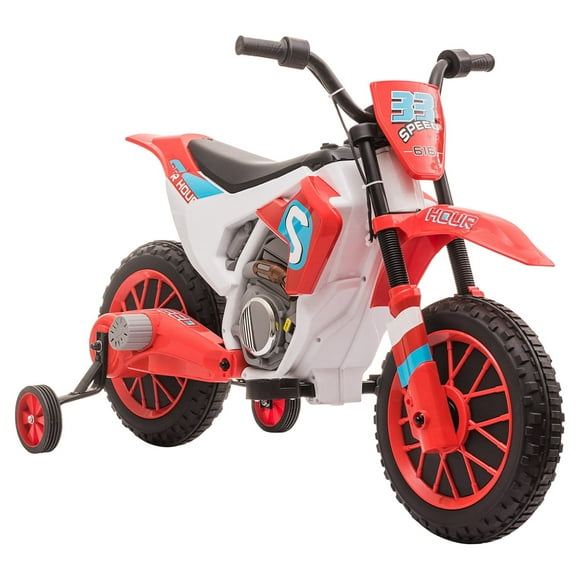 Aosom Enfants Dirt Bike Moto Électrique à Batterie avec Charge Batterie 12V, Roues d'Entraînement Rouge