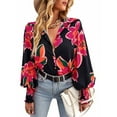 thumbnail image 5 of Michellecmm  Women Button up Shirt Contrast Color Loose Casual Long Sleeve Blouse, 5 of 7