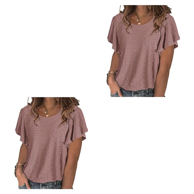 Minnieouse Camiseta de mujer con volantes de Color sólido cuello estética linda blusa suelta fiesta noche Club verano Top niñas ropa Type21 NO21