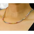 thumbnail image 7 of Multi Sapphire Emerald Cut Ombre Rainbow Necklace,Tennis Necklace,Sapphire Choker Tennis Chain Necklace, Necklace For Women, 7 of 7