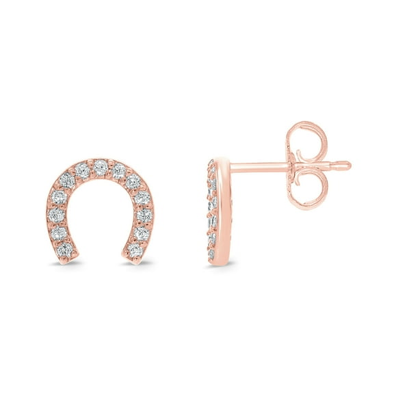 Triss Jewelry 1/10 Carat Diamond Horseshoe Stud Earrings in Sterling Silver