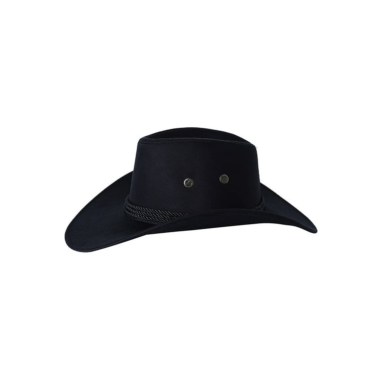 Lsfyszd Men Western Cowboy Gunslinger Hat Suede Adjustable Chin Rope Wide Brim Vintage Cowboy Hat for Men Women (Dark Khaki One Size), Adult Unisex