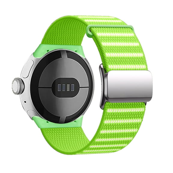 Stretchy Nylon Sport Bands for Google Pixel Watch 3 41mm Men Women, Security Loop, Reflective Strips, Magnetic Clasp, Replacement Strap for Google Pixel Watch 3 41mm, Green