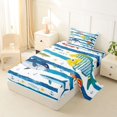 thumbnail image 2 of Castle Fairy Nautical Striped Ocean Fish Twin Sheets 3pcs,Anchor Starfish Wave Border Graphic Bedding,Blue White,1 Fitted Sheet,1 Flat Sheet and 1 Pillowcase, 2 of 6