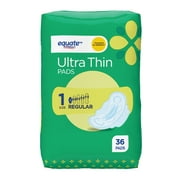 Equate Ultra Thin Pads with Flexi-Wings, Unscented, Regular, Size 1 (36 Count)
