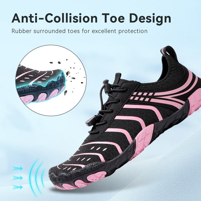 Stepedia Barefoot Water Shoes Women Wide Toe Box Barefoot Shoes for Exercise Hiking Boating Swimming, Black Pink