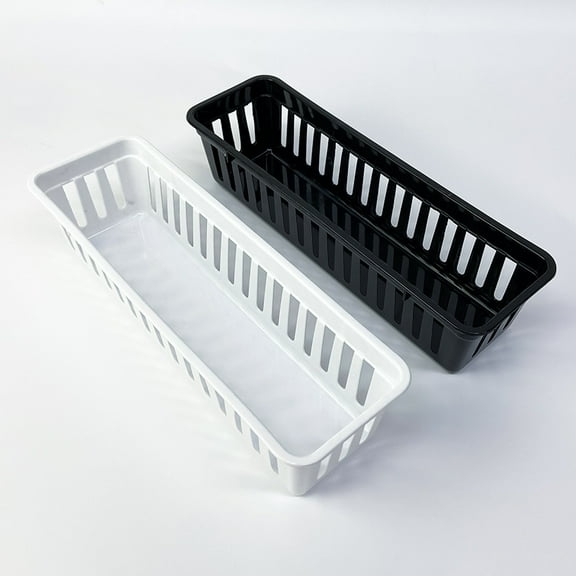 AURARMLET 12Pcs White Plastic Office Supplies Organizer Baskets for Desk Storage and Classroom