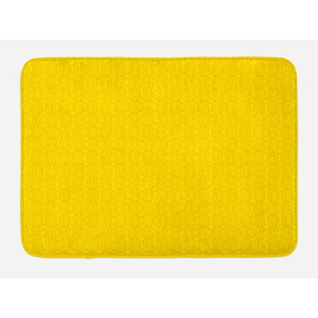 Artworks Home Pattern - Yellow Bath Mat, Modern Leaf Branch with Abstract Ivy Vines Pattern Artwork with Flower Like Art Circles, Non-Slip Plush Mat Bathroom Kitchen Laundry Room Decor, 29.5 X 17.5 Inches, Yellow, Ambesonne