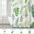 thumbnail image 2 of Waterproof Shower Curtain for Bathroom, Tropical Palm Leaf Pattern on White Background, Botanical Curtain Accessory Decor Set for Laundry Room Poolside, 72 x 72 inch with Hooks, 2 of 6