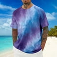 thumbnail image 2 of HXWCHs Mens Tie Dye Print Short Sleeve T Shirt Birdseye Casual Comfort Fit Crew Neck Tee For Daily Wear Purple L, 2 of 4