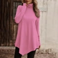 thumbnail image 4 of Fall Shirts for Women 2025 Solid Color Flowy Turtleneck Ruffle Hem Loose Going Out Tops Long Sleeve Shirts for Women, 4 of 5