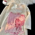 thumbnail image 2 of Sanrio Kawaii Hello Kitty Embroidered Patch Cotton T-shirt Summer New Hip Hop Black Short Sleeved Top Youthful Woman Clothes Yk2, 2 of 18