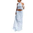 thumbnail image 2 of Conjunto de Dos Piezas de Falda Larga para Mujer, con Cuello Halter, Espalda Descubierta y Falda Larga para Salir en la Playa. Conjunto de Dos Piezas. Azul M, 2 of 7