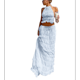 thumbnail image 2 of Conjunto de Dos Piezas de Falda Larga para Mujer, con Cuello Halter, Espalda Descubierta y Falda Larga para Salir en la Playa. Conjunto de Dos Piezas. Azul M, 2 of 7