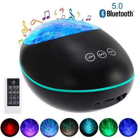 

Lucky Stone Ocean Wave Projector 12 LED 8 Colors Changing Remote Control Night Light Projector With Built-in Music Player Bluetooth 5.0 For Kids Adults Living Room Bedroom Decoration