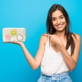 thumbnail image 7 of Nylea Preppy Stuff Patch Makeup Bag, PU Leather Smiley Face Makeup Bag Portable Waterproof Small Pouch, Daily Use Travel Cosmetic Pouch for Women Girls Gift (SHELL WHITE), 7 of 7