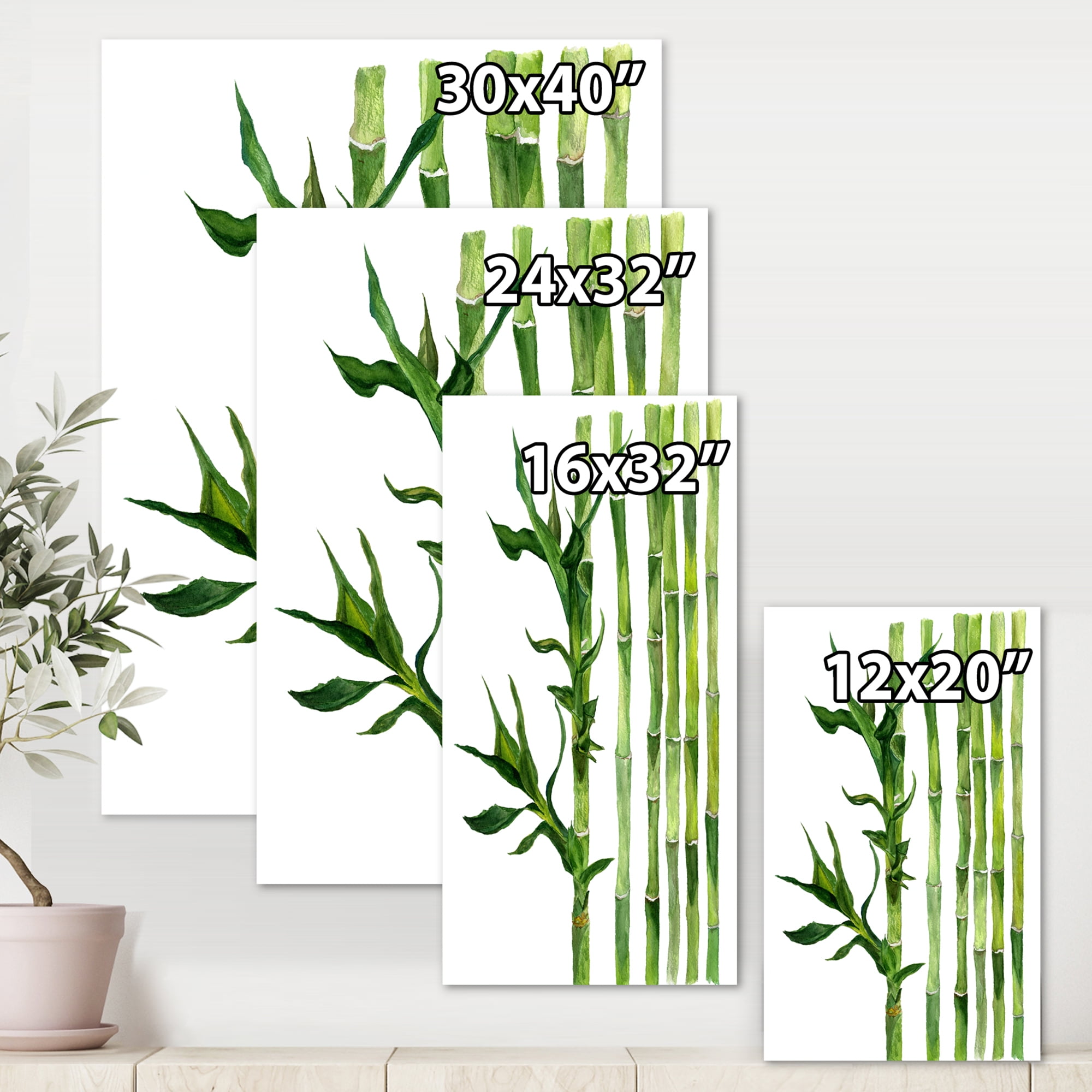 The Forest of Bamboo Branches III 8 in x 12 in Painting Canvas Art Print, by Designart