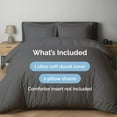 thumbnail image 3 of CGK Linens 3-Piece Premium Duvet Cover Set - King Size Soft Comforter Cover With Zipper & Matching Pillowcases, Dark Grey, 3 of 7