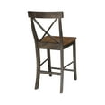 thumbnail image 3 of International Concepts Wood Cross Back Counter Height Stool - 24" Seat Height - Hickory/Washed Coal, 3 of 11