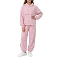 thumbnail image 2 of NAISIBABY Girls Outfit Sets Size 12,Long Sleeve Elastic Sweatshirts&Sweatpants Casual 2-Piece Sets Pink, 2 of 6