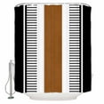 thumbnail image 2 of Modern Brown Black Waterproof Fabric Shower Curtain, Boho Contemporary Geometric Striped Shower Curtain for Bathroom Curtains Bathtubs Hotel Washable Shower Curtains with 12 Hooks Extra Long 72x84, 2 of 6