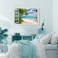 thumbnail image 3 of Beach Pictures Canvas Wall Art Fake Open Window Ocean Seagull Birds Blue Natural Scene Landscape for Living Room Decor, 3 of 6